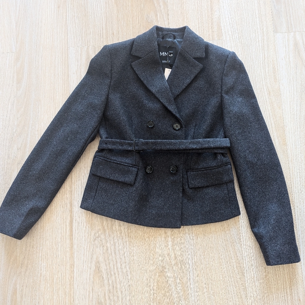 Mango wool blazer with belt size Small NWT